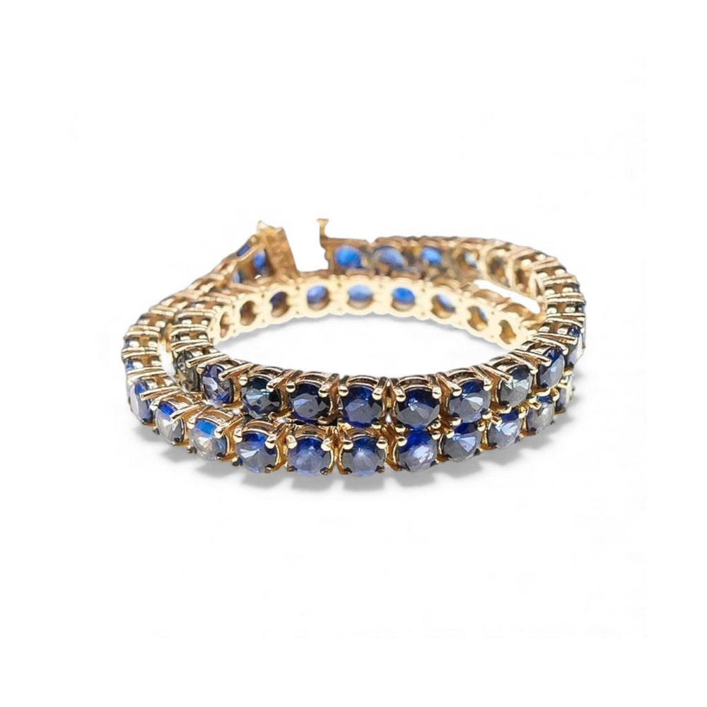 Pulsera Tennis de Zafiro Azul 4mm – Oro 14k (Unisex)