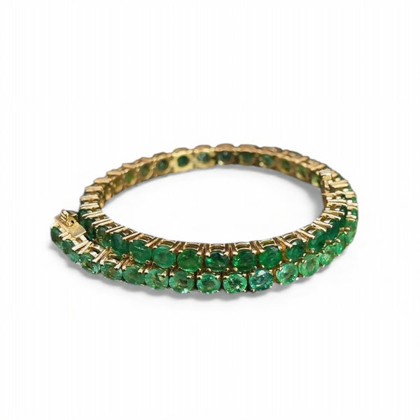 Pulsera Tenis de Esmeralda 4 mm – 4.5 ct en Oro 14k (Unisex)