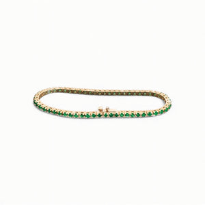 Pulsera Tennis de Esmeralda Natural 3mm – 4.5ct en Oro 14k (Unisex)